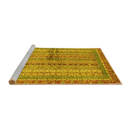Sideview of Machine Washable Oriental Yellow Modern Rug, wshabs2631yw