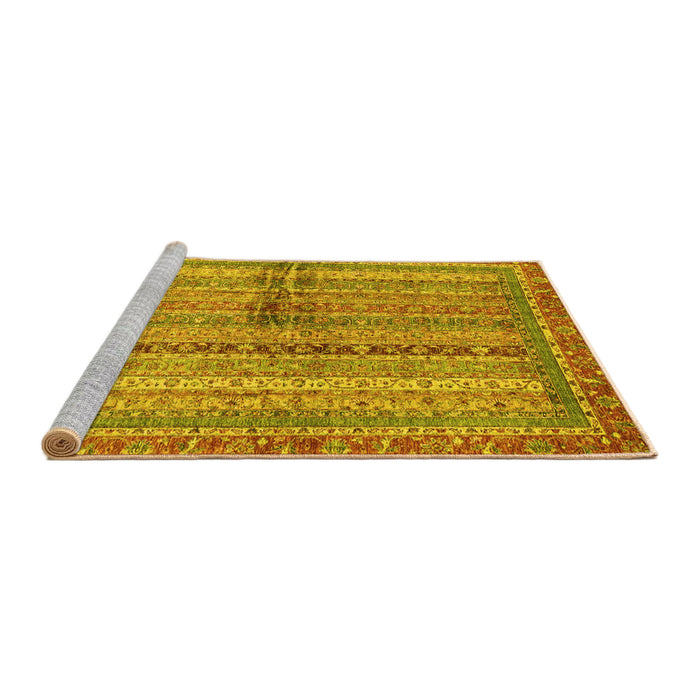 Sideview of Machine Washable Oriental Yellow Modern Rug, wshabs2631yw
