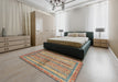 Abstract Chestnut Red Oriental Rug in a Bedroom, abs2631