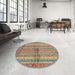 Round Abstract Chestnut Red Oriental Rug in a Office, abs2631