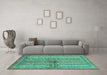 Machine Washable Oriental Turquoise Modern Area Rugs in a Living Room,, wshabs2631turq