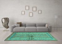 Machine Washable Oriental Turquoise Modern Rug, wshabs2631turq