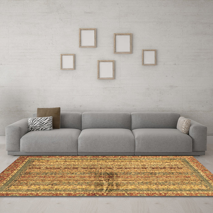 Machine Washable Oriental Brown Modern Rug in a Living Room,, wshabs2631brn