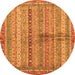 Round Machine Washable Oriental Orange Modern Area Rugs, wshabs2631org