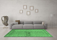 Machine Washable Oriental Emerald Green Modern Rug, wshabs2631emgrn