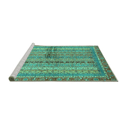 Sideview of Machine Washable Oriental Turquoise Modern Area Rugs, wshabs2631turq