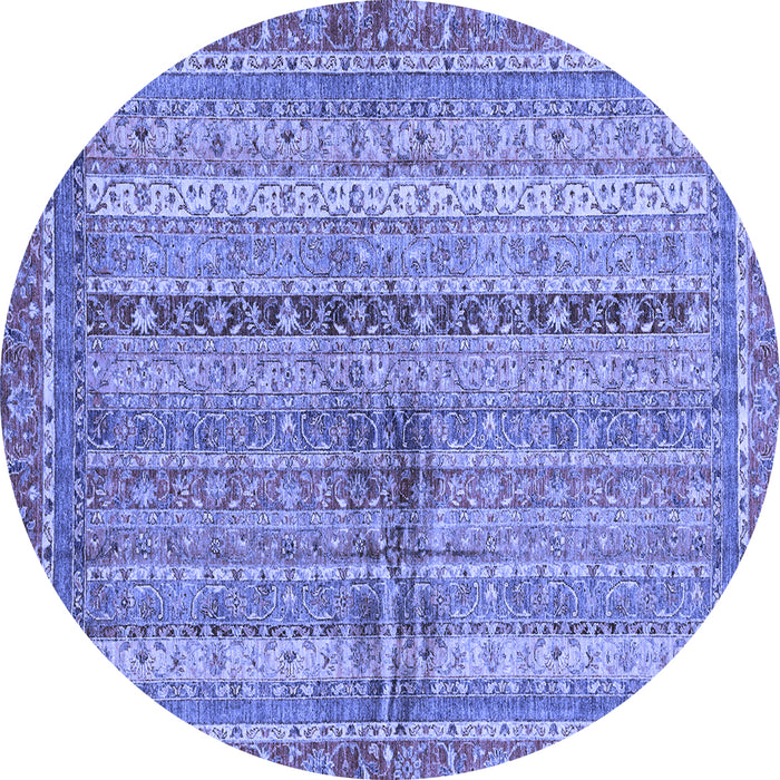Round Oriental Blue Modern Rug, abs2631blu