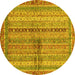 Round Machine Washable Oriental Yellow Modern Rug, wshabs2631yw