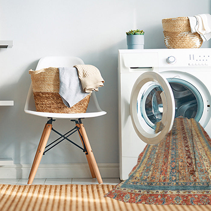 Machine Washable Abstract Chestnut Red Rug in a Washing Machine, wshabs2631