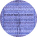 Round Machine Washable Oriental Blue Modern Rug, wshabs2631blu