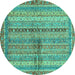 Round Oriental Turquoise Modern Rug, abs2631turq