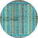 Round Oriental Light Blue Modern Rug, abs2631lblu