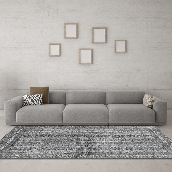 Machine Washable Oriental Gray Modern Rug in a Living Room,, wshabs2631gry