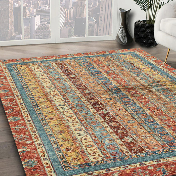 Machine Washable Abstract Chestnut Red Rug in a Family Room, wshabs2631