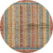 Round Abstract Chestnut Red Oriental Rug, abs2631