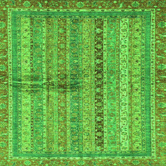 Square Machine Washable Oriental Green Modern Area Rugs, wshabs2631grn