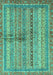 Machine Washable Oriental Turquoise Modern Area Rugs, wshabs2631turq