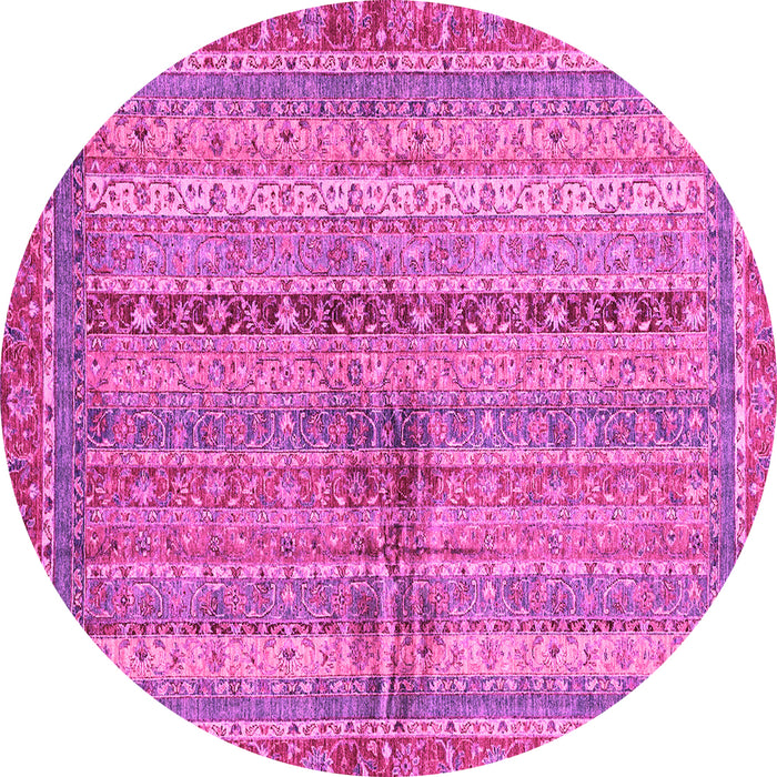 Round Machine Washable Oriental Pink Modern Rug, wshabs2631pnk