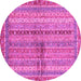 Round Machine Washable Oriental Pink Modern Rug, wshabs2631pnk