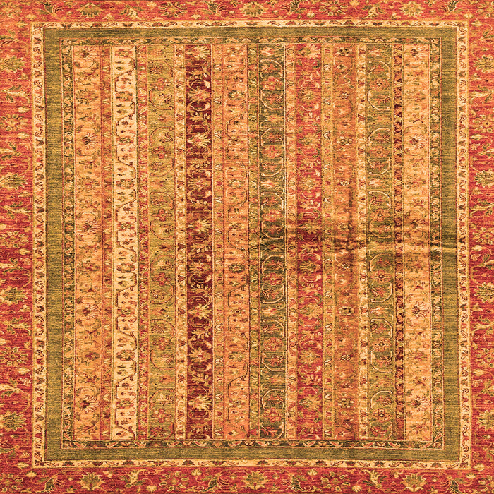 Square Machine Washable Oriental Orange Modern Area Rugs, wshabs2631org