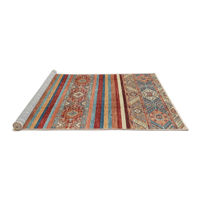 Sideview of Machine Washable Abstract Chestnut Red Rug, wshabs2632