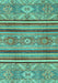 Machine Washable Oriental Turquoise Modern Area Rugs, wshabs2632turq