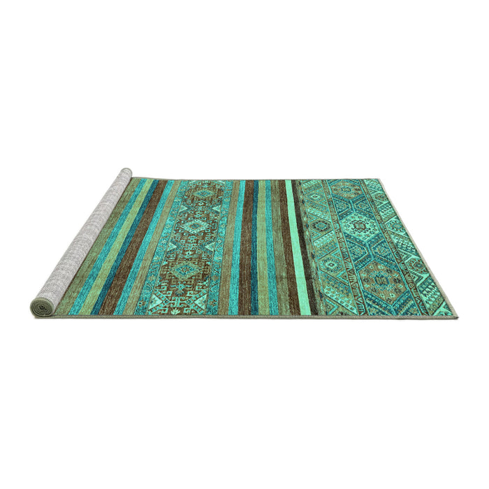 Sideview of Machine Washable Oriental Turquoise Modern Area Rugs, wshabs2632turq