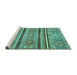 Sideview of Machine Washable Oriental Turquoise Modern Area Rugs, wshabs2632turq