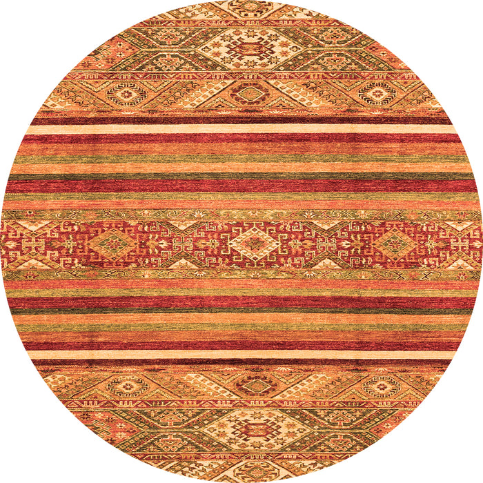 Round Machine Washable Oriental Orange Modern Area Rugs, wshabs2632org