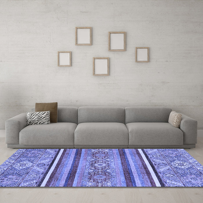 Machine Washable Oriental Blue Modern Rug in a Living Room, wshabs2632blu