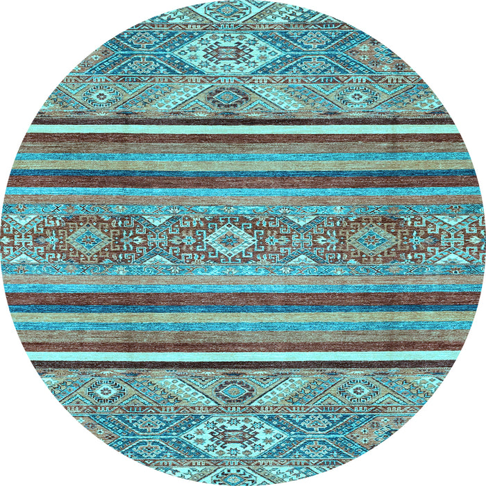 Round Oriental Light Blue Modern Rug, abs2632lblu