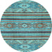 Round Oriental Light Blue Modern Rug, abs2632lblu