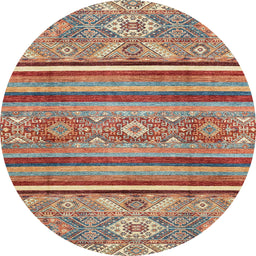 Round Abstract Chestnut Red Oriental Rug, abs2632