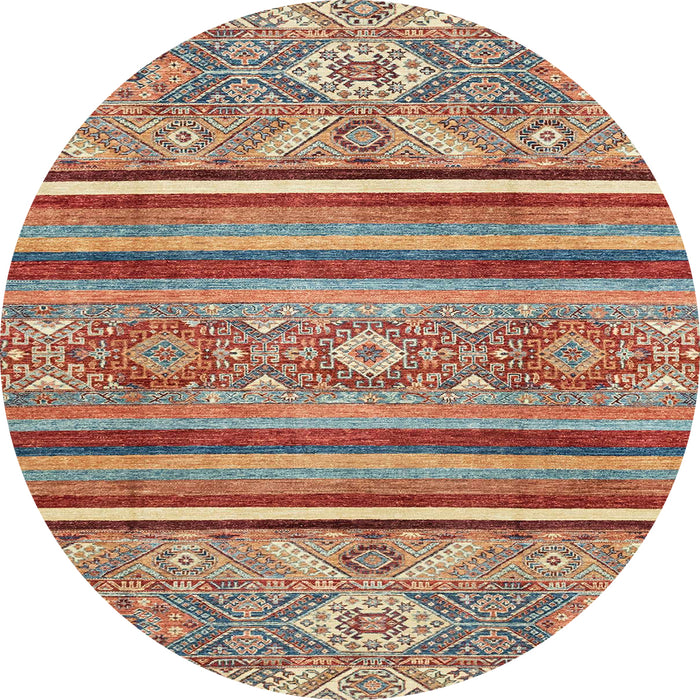 Round Abstract Chestnut Red Oriental Rug, abs2632