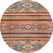 Round Abstract Chestnut Red Oriental Rug, abs2632