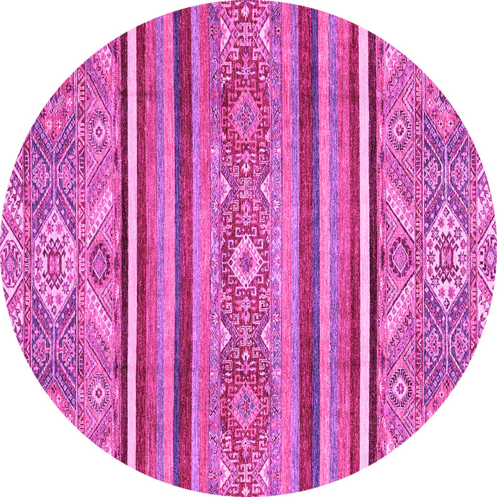 Round Machine Washable Oriental Pink Modern Rug, wshabs2632pnk