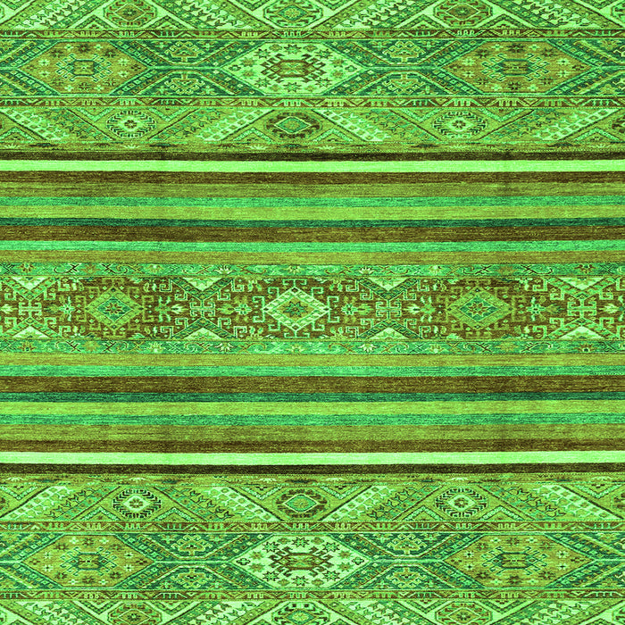 Square Machine Washable Oriental Green Modern Area Rugs, wshabs2632grn