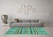 Machine Washable Oriental Turquoise Modern Area Rugs in a Living Room,, wshabs2632turq