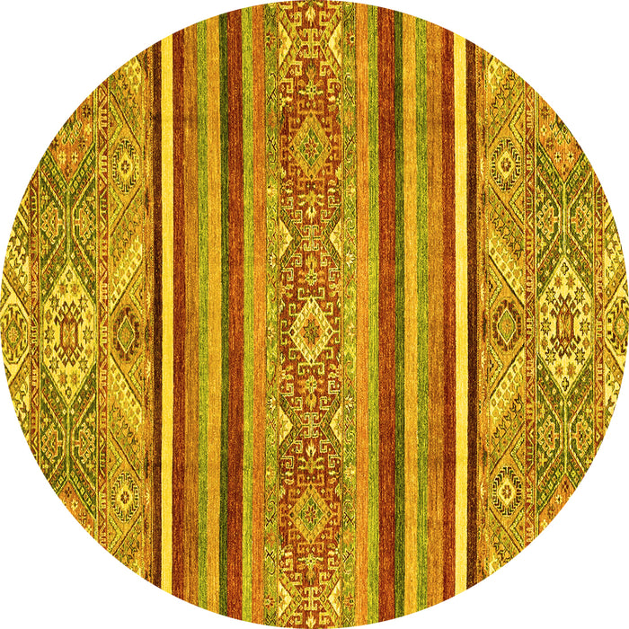 Round Machine Washable Oriental Yellow Modern Rug, wshabs2632yw