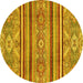 Round Machine Washable Oriental Yellow Modern Rug, wshabs2632yw