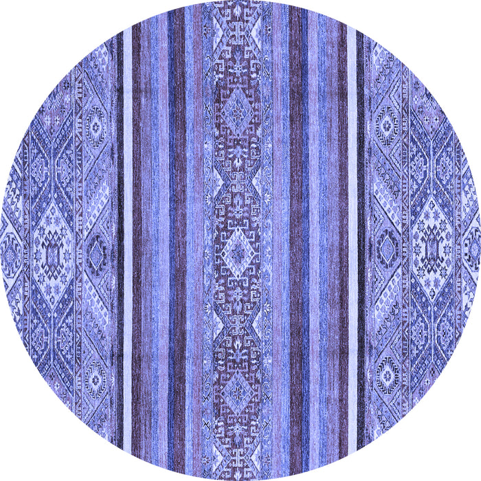 Round Machine Washable Oriental Blue Modern Rug, wshabs2632blu