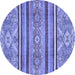 Round Machine Washable Oriental Blue Modern Rug, wshabs2632blu