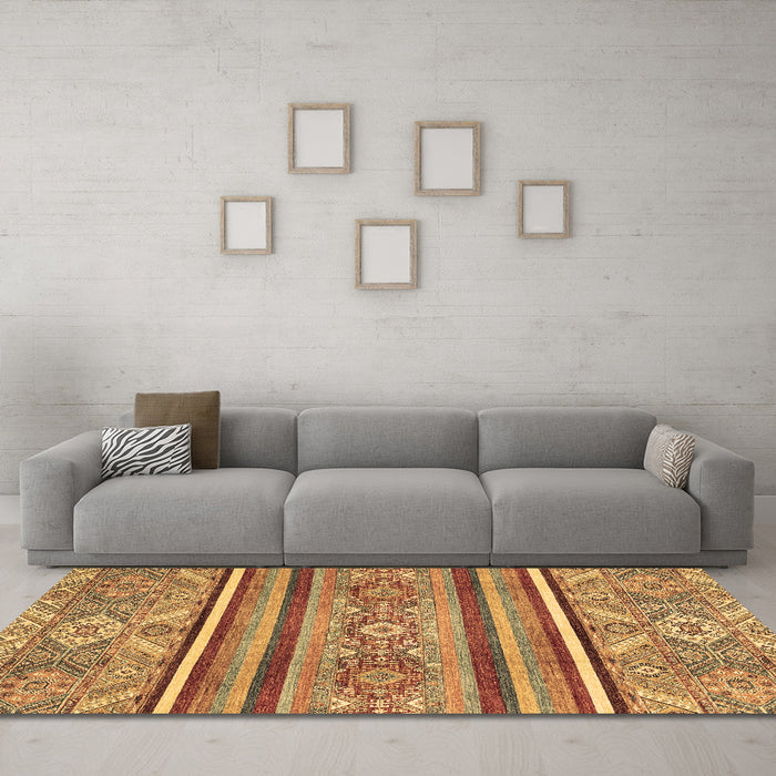 Machine Washable Oriental Brown Modern Rug in a Living Room,, wshabs2632brn