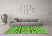 Machine Washable Oriental Green Modern Area Rugs in a Living Room,, wshabs2632grn