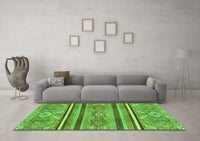 Machine Washable Oriental Green Modern Rug, wshabs2632grn