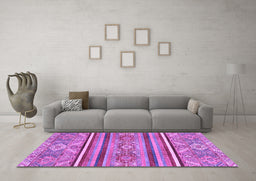 Machine Washable Oriental Purple Modern Area Rugs in a Living Room, wshabs2632pur