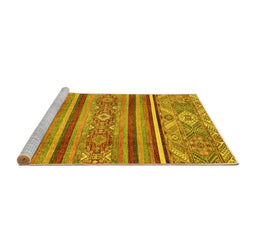 Sideview of Machine Washable Oriental Yellow Modern Rug, wshabs2632yw