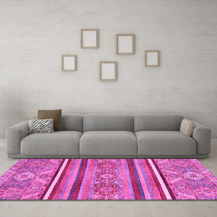 Machine Washable Oriental Pink Modern Rug in a Living Room, wshabs2632pnk