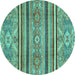 Round Oriental Turquoise Modern Rug, abs2632turq