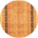 Round Machine Washable Oriental Orange Modern Area Rugs, wshabs2633org